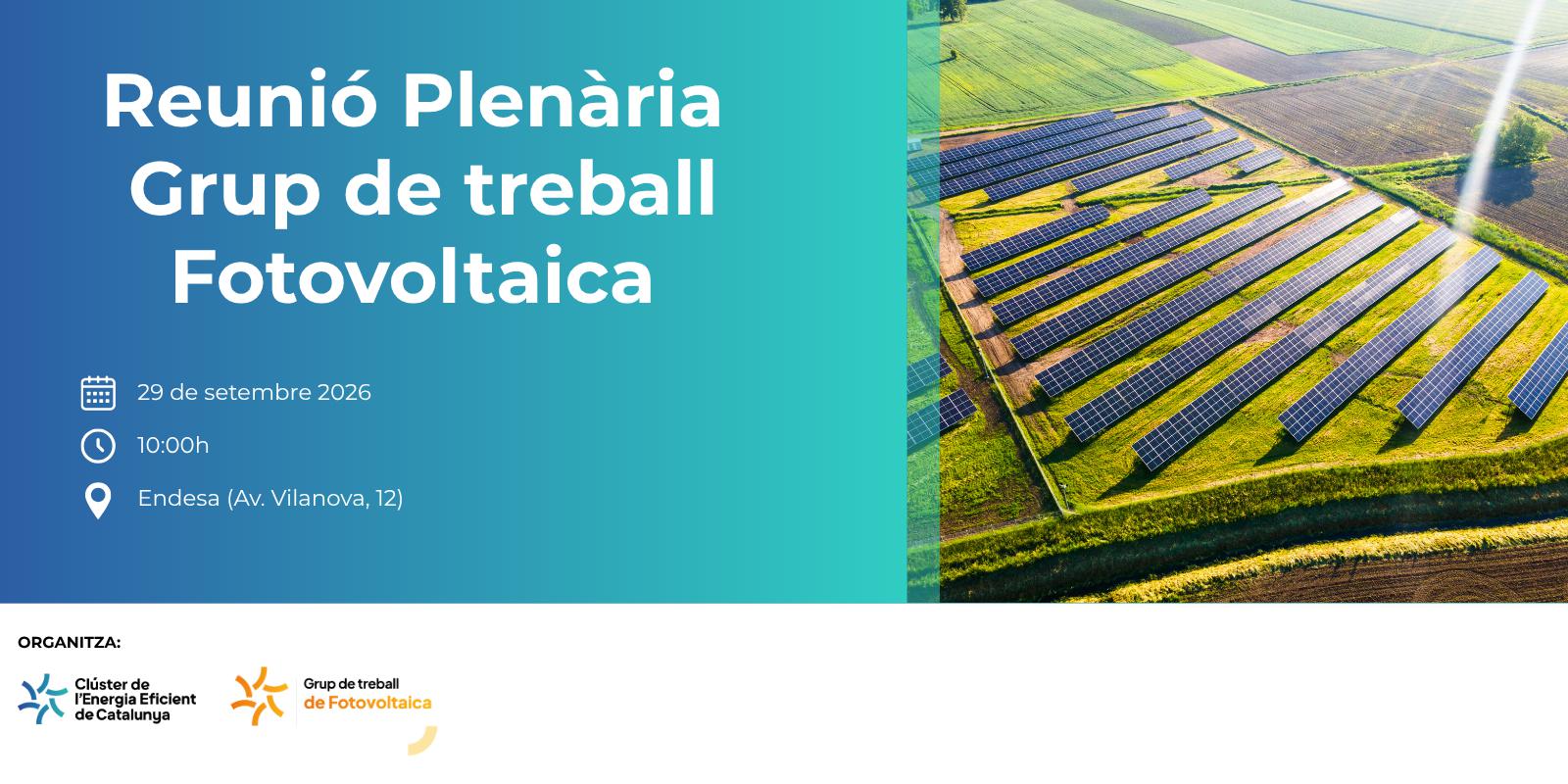Reunió Plenària GT. Fotovoltaica - 29 setembre 2026