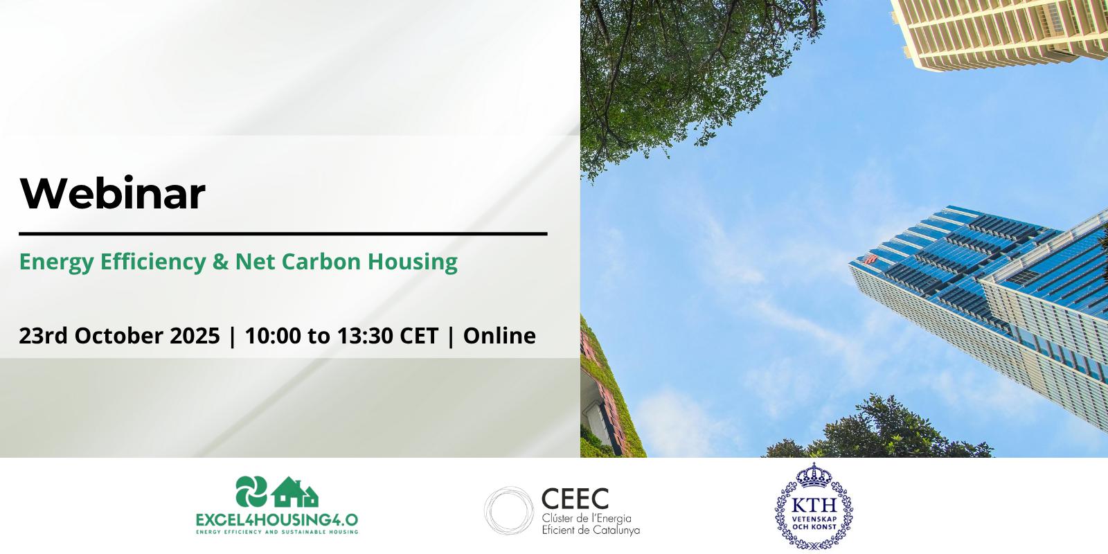 El CEEC i KTH Royal Institute of Technology organitzen el webinar:  Energy Efficiency and Decarbonization in Buildings – Challenges and Upskilling Needs