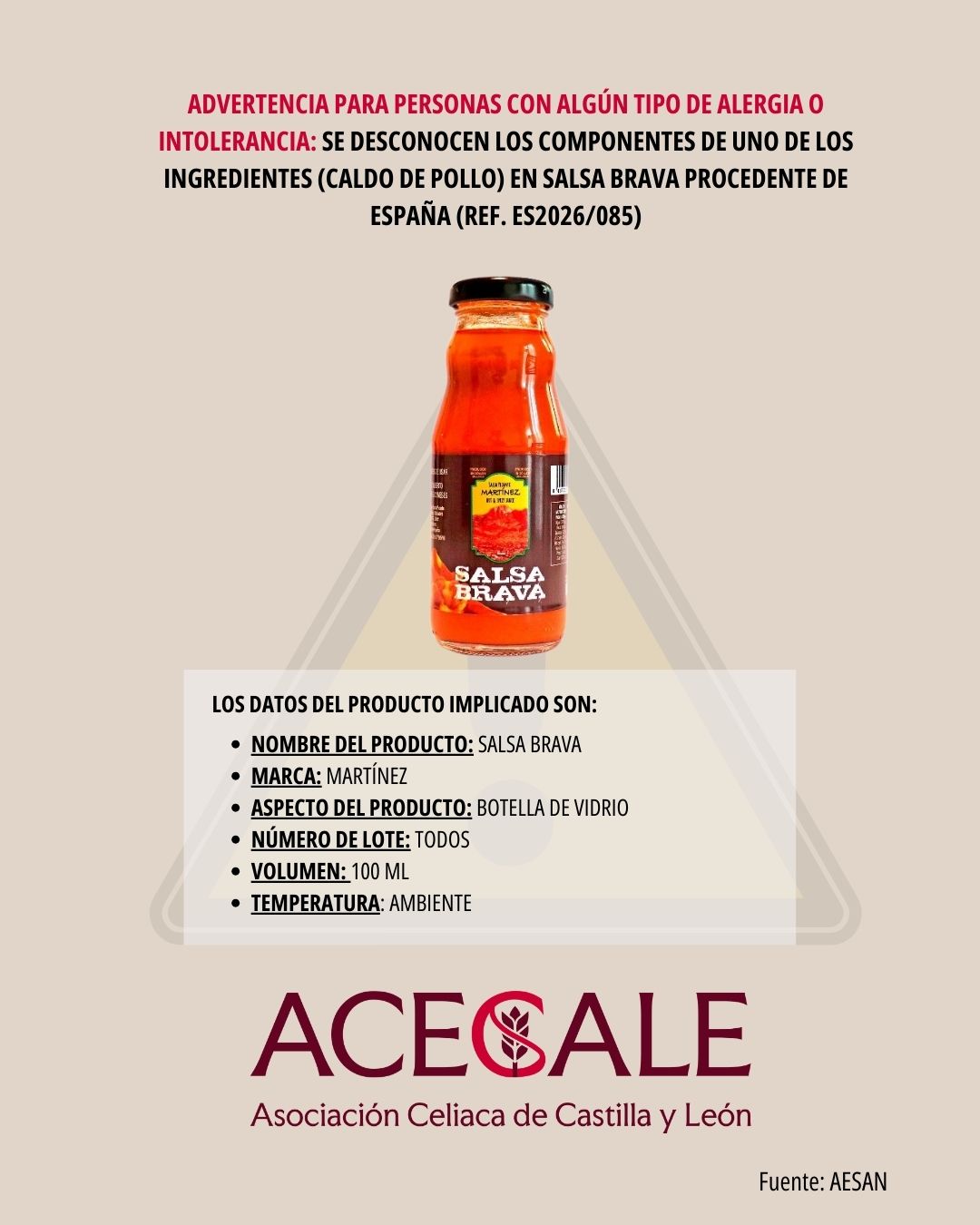 ⚠️⚠️ Alerta Alimentaría ⚠️⚠️ Advertencia para personas con algún tipo de alergia o intolerancia