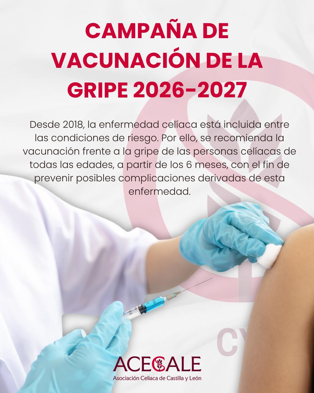 Campaña de gripe 2026-2027: recomendada para las personas con enfermedad celíaca