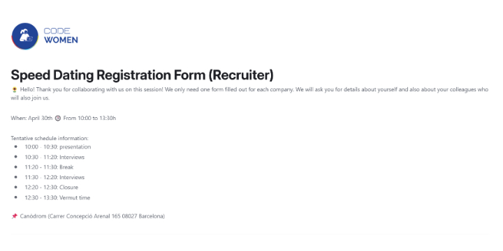 Speed Dating Job Fair - CodeWomen+